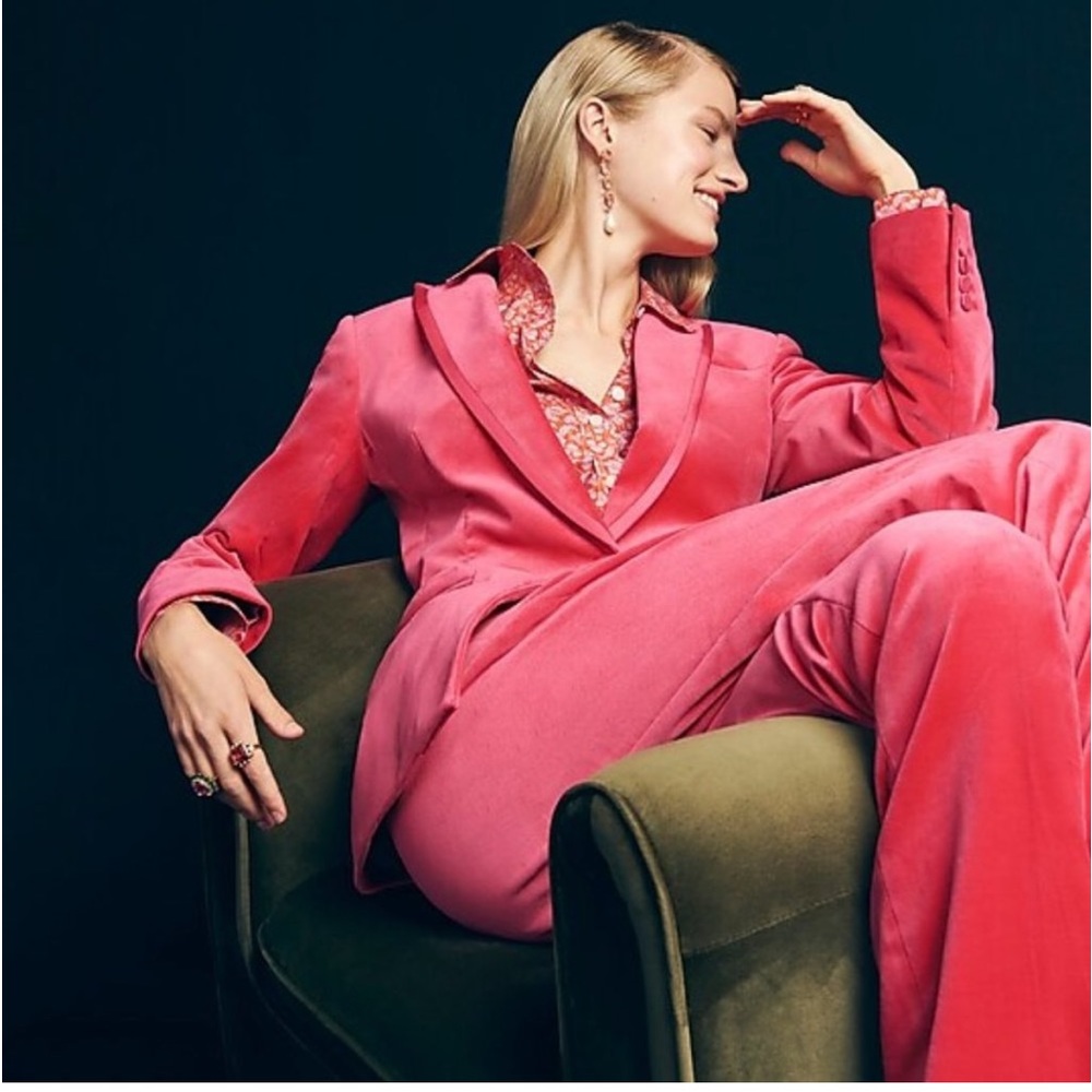 NWT J. Crew Collection Pink Velvet Blazer (6) & matching pants (6 petite)
